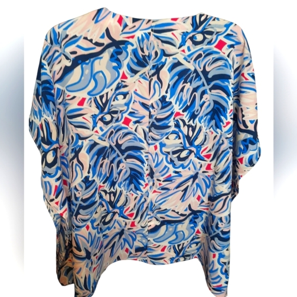 NWT Simple Southern Small Women's Blue and Pink Drape Multicolor Top/Coverup - Picture 6 of 16